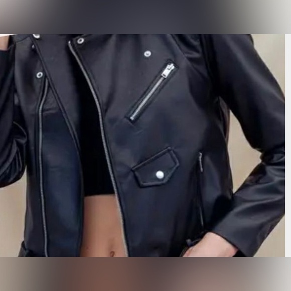 Love Tree Faux Leather Biker Moto Jacket Black, Size Women small - Picture 16 of 16